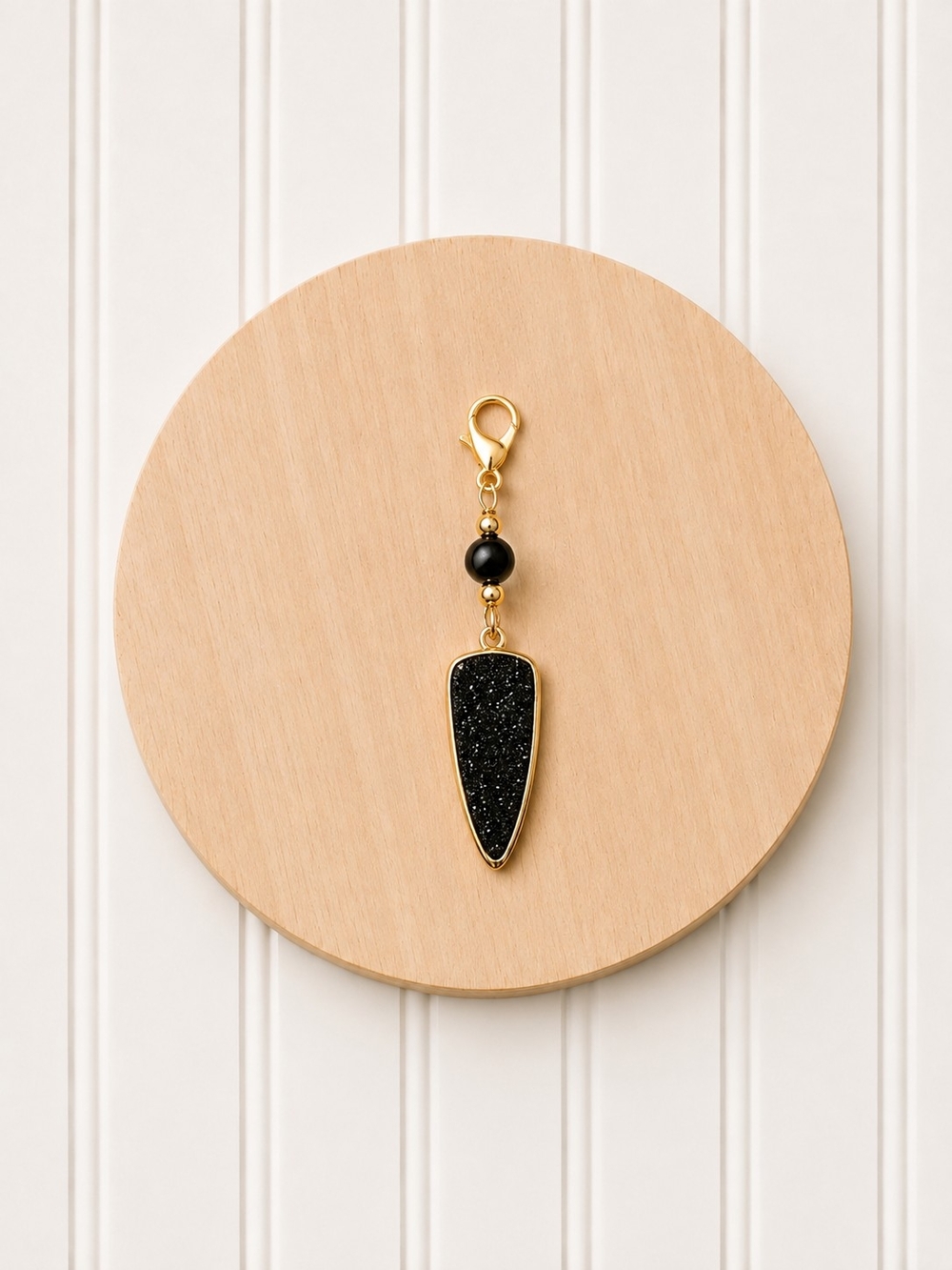 Gold and Black Druzy Phone Charm Keychain Charm